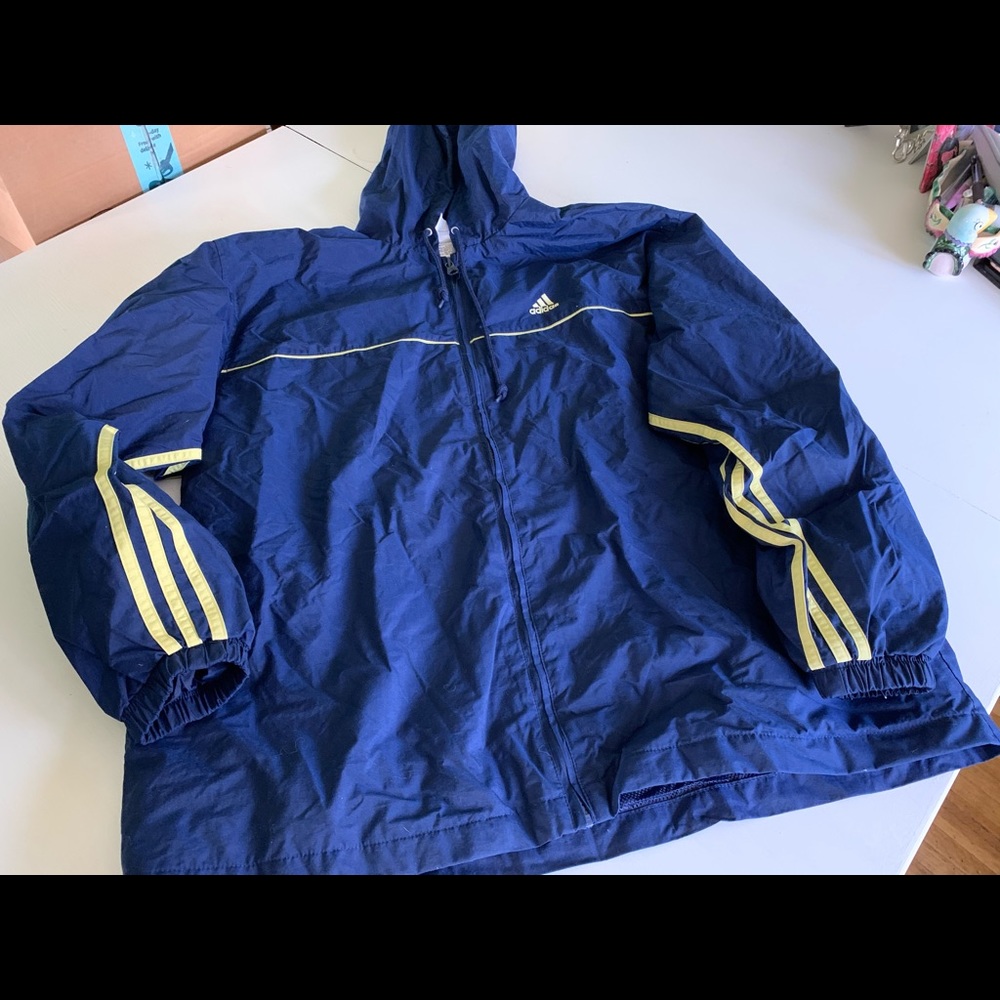 VTG adidas hooded mesh lined men’s XL jacket blue